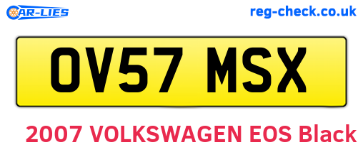 OV57MSX are the vehicle registration plates.