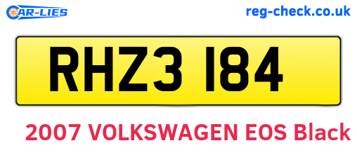 RHZ3184 are the vehicle registration plates.