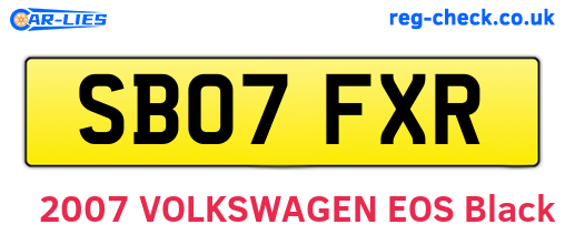 SB07FXR are the vehicle registration plates.