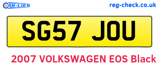 SG57JOU are the vehicle registration plates.