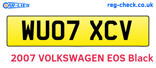 WU07XCV are the vehicle registration plates.