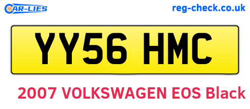 YY56HMC are the vehicle registration plates.