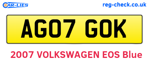 AG07GOK are the vehicle registration plates.