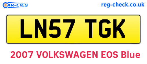 LN57TGK are the vehicle registration plates.