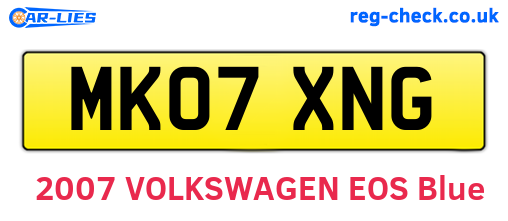 MK07XNG are the vehicle registration plates.