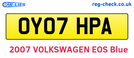 OY07HPA are the vehicle registration plates.
