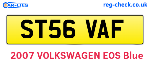 ST56VAF are the vehicle registration plates.