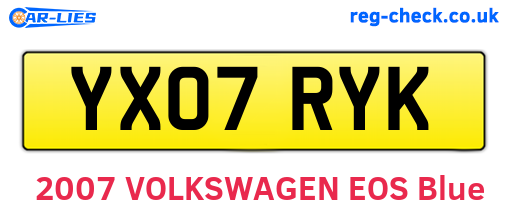 YX07RYK are the vehicle registration plates.