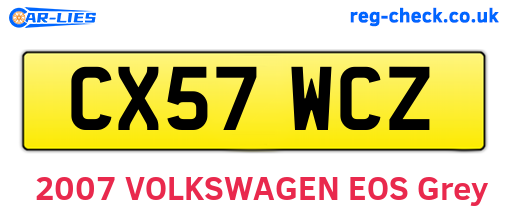 CX57WCZ are the vehicle registration plates.