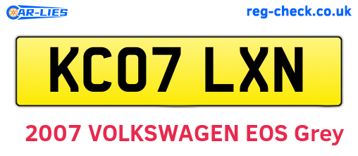 KC07LXN are the vehicle registration plates.