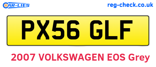 PX56GLF are the vehicle registration plates.