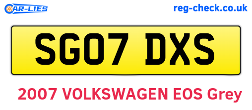 SG07DXS are the vehicle registration plates.