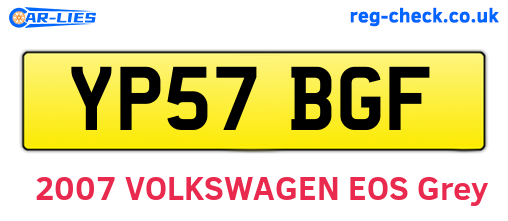 YP57BGF are the vehicle registration plates.