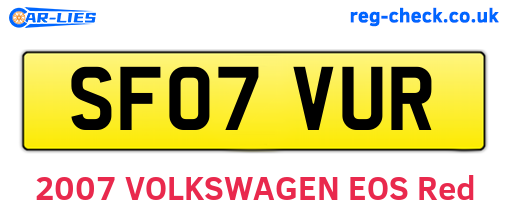 SF07VUR are the vehicle registration plates.
