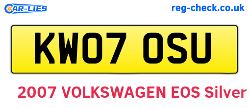 KW07OSU are the vehicle registration plates.