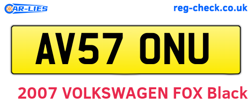 AV57ONU are the vehicle registration plates.