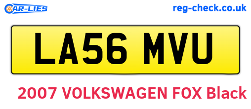 LA56MVU are the vehicle registration plates.