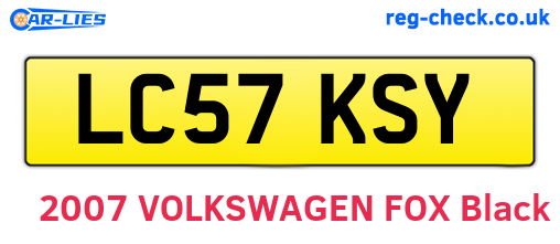 LC57KSY are the vehicle registration plates.
