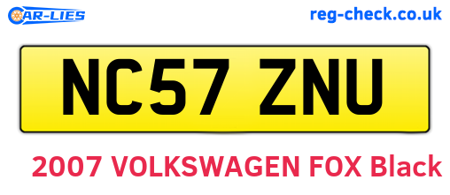 NC57ZNU are the vehicle registration plates.