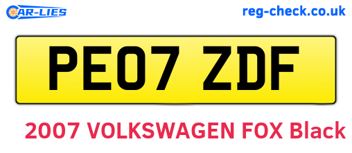 PE07ZDF are the vehicle registration plates.
