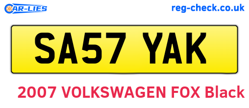 SA57YAK are the vehicle registration plates.