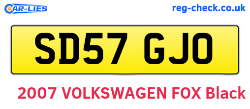 SD57GJO are the vehicle registration plates.