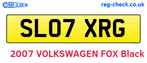 SL07XRG are the vehicle registration plates.