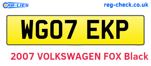 WG07EKP are the vehicle registration plates.