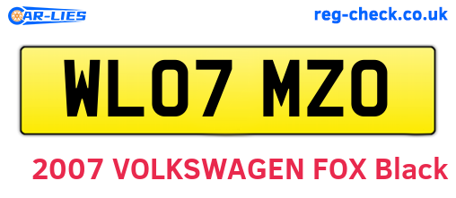 WL07MZO are the vehicle registration plates.
