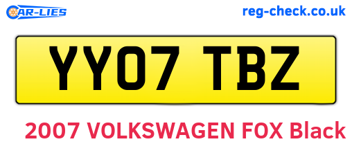 YY07TBZ are the vehicle registration plates.
