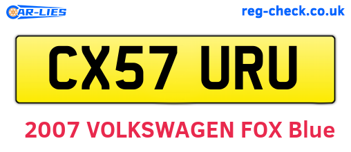 CX57URU are the vehicle registration plates.