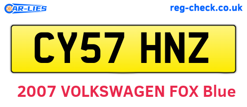 CY57HNZ are the vehicle registration plates.