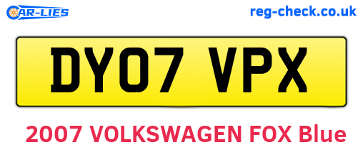DY07VPX are the vehicle registration plates.