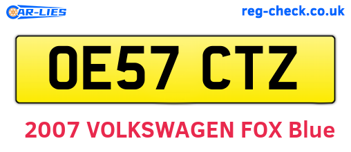 OE57CTZ are the vehicle registration plates.
