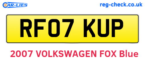 RF07KUP are the vehicle registration plates.