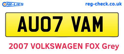 AU07VAM are the vehicle registration plates.
