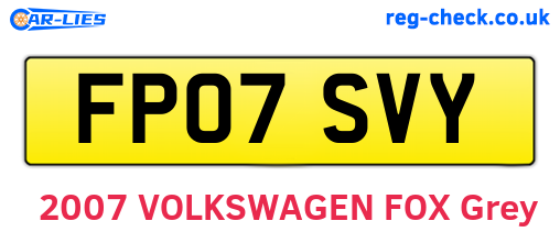 FP07SVY are the vehicle registration plates.