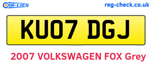 KU07DGJ are the vehicle registration plates.