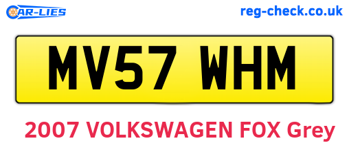 MV57WHM are the vehicle registration plates.