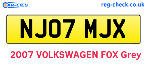 NJ07MJX are the vehicle registration plates.