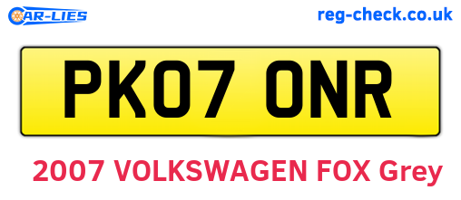 PK07ONR are the vehicle registration plates.