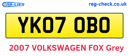 YK07OBO are the vehicle registration plates.