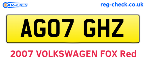 AG07GHZ are the vehicle registration plates.