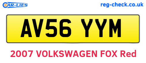 AV56YYM are the vehicle registration plates.