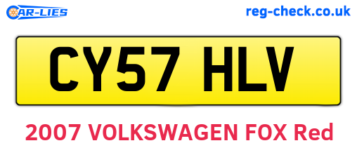 CY57HLV are the vehicle registration plates.