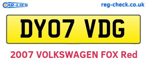 DY07VDG are the vehicle registration plates.