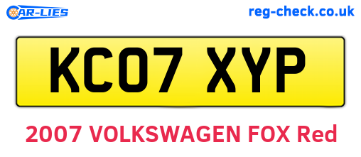 KC07XYP are the vehicle registration plates.