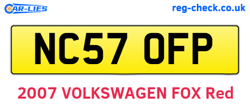 NC57OFP are the vehicle registration plates.