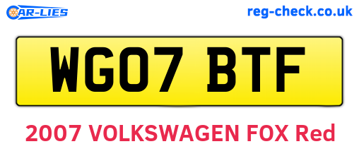 WG07BTF are the vehicle registration plates.