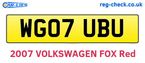 WG07UBU are the vehicle registration plates.